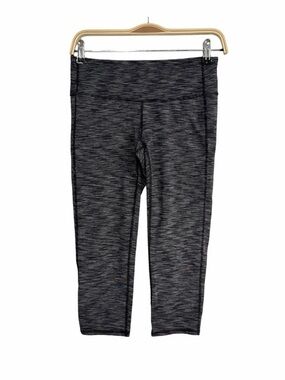 Athleta Energy Chaturanga Crop Leggings Black Gray Space Dye Stripe Small Yoga